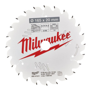 Milwaukee Körfűrészlap hordozható gépekhez (Fához) 165x20x1.6x24 ATB - 1 db
