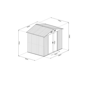 Riwall RMSA 6x8 fém kerti tároló 2,4 x 1,7 m nyeregtetővel (antracit)Várható JÚL