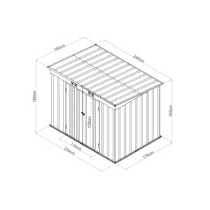 Riwall RMSP 6x8 fém kerti tároló 2,4 x 1,8 m lapostetővel (antracit) Várható JÚL